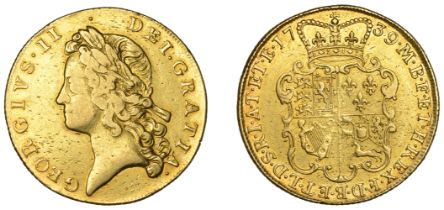 George II (1727-1760), Two Guineas, 1739, young head (EGC 571; S 3667B). Lightly cleaned, sm...