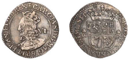 Charles I (1625-1649), Third coinage, Falconer's Second issue, Six Shillings, mm. leaved thi...