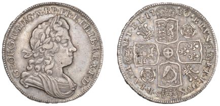 George I (1714-1727), Halfcrown, 1720, roses and plumes, edge sexto (ESC 1556; S 3642). Ligh...