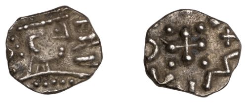 Early Anglo-Saxon Period, Sceatta, Continental series D, type 2c, bust right, Ã¦pa in runes b...