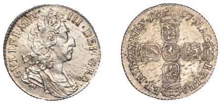 William III (1694-1702), Sixpence, 1697, third bust, large crowns (ESC 1233; S 3538). Minor...