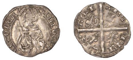 Edward the Black Prince, Hardi d'argent, Limoges, lis in first and fourth quarters, 1.04g/2h...