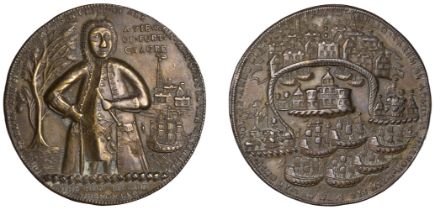Capture of Fort Chagre, 1740, a pinchbeck medal, unsigned, three-quarter length figure of Ve...