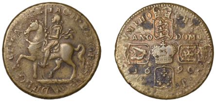 James II (1685-1691), Gunmoney coinage, Crown, 1690, type 1, rev. legend unclear, 14.65g/12h...