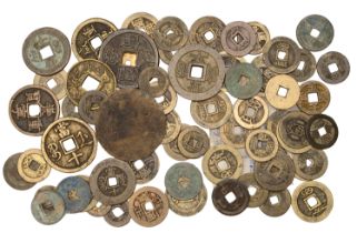 China, Miscellaneous Chinese, Japanese and Korean cash coins and amulets (73), various types...