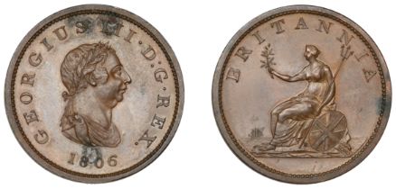 George III (1760-1820), Pre-1816 issues, 1806 (late Soho), proof in bronzed-copper, by C.H....