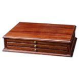 Modern wood cabinets (2), to hold slabbed coins, one comprising of 3 drawers to hold 8 coins...