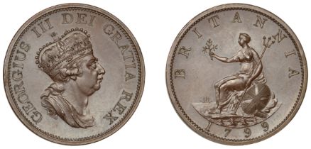 George III (1760-1820), Pre-1816 issues, 1799 (late Soho), pattern in bronzed-copper, by C.H...