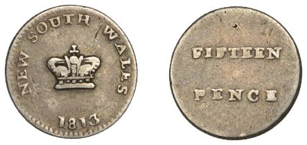 Australia, NEW SOUTH WALES, Fifteen Pence or Dump, 1813, a circular centre segment from the...