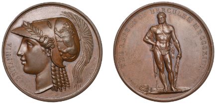 Peace in Europe, 1814, a copper medal by Gayrard & Droz for Mudie, head of Britannia left in...