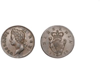 George II (1727-1760), Halfpenny, 1736 (S 6605). Surfaces a little cloudy, nearly extremely...