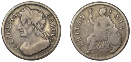 Charles II (1660-1685), 1673, proof in silver, laureate and cuirassed bust left, rev. Britan...