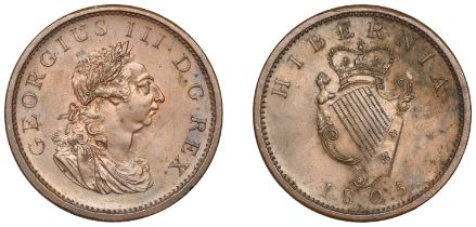 George III (1760-1820), Soho coinage, Proof Penny, 1805, in copper, edge centre-grained, 17....