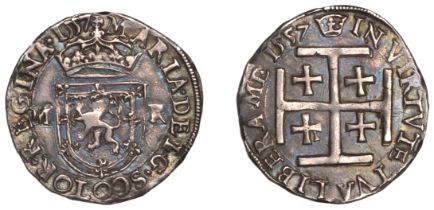 Mary (1542-1567), First period, Testoon, 1557, type IIIb, 6.05g/9h (SCBI 35, 1013; SCBI 58,...