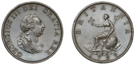 George III (1760-1820), Pre-1816 issues, 1799 (late Soho), pattern in bronzed-copper, by C.H...
