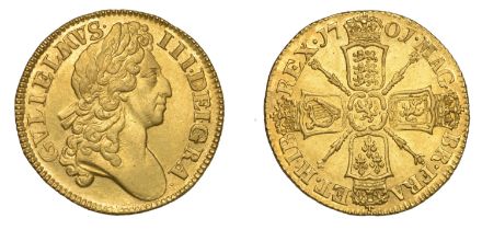 William III (1694-1702), Guinea, 1701, second bust (EGC 426; S 3463). Possibly repaired on k...