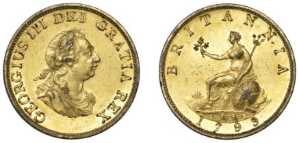 George III (1760-1820), Pre-1816 issues, 1799 (early Soho), proof in gilt-copper, by C.H. KÃ¼...