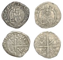 Henry IV-VI, Hardis d'argent (2), pellets below fleurs-de-lis on revs., 1.26g/10h, 1.06g/5h...