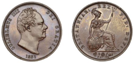 William IV (1830-1837), 1831, proof in bronzed copper, by W. Wyon (the bust after Sir Franci...