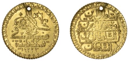 Ottoman, Mahmud II, Zeri Mahbub, Qustantiniya 1223h, yr 9, 2.39g/12h (OC 30-059-02; ICV 3481...
