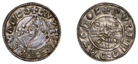 Cnut (1016-1035), Penny, Pointed Helmet type, York, Wulfnoth, pvlc.noÃ° m-o eof, reads ango,...