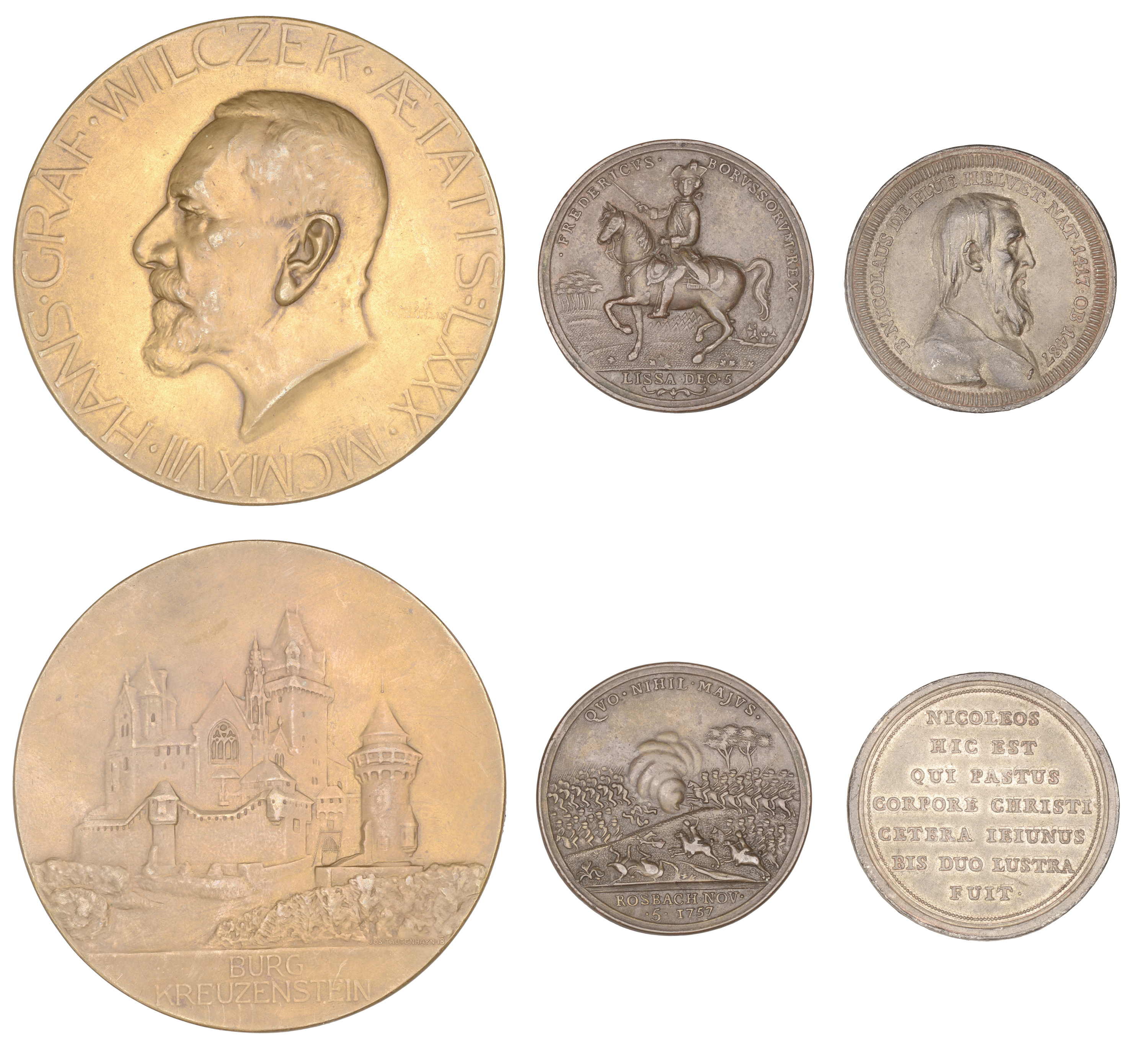 AUSTRIA, 80th Birthday of Hans, Graf Wilczek, 1917, a bronze medal by J. Tautenhayn, 66mm; P...