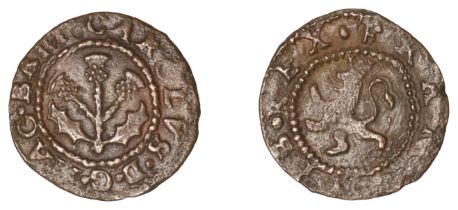 Charles I (1625-1649), Coinage of 1629, Penny, leaved triple thistle, rev. lion rampant left...