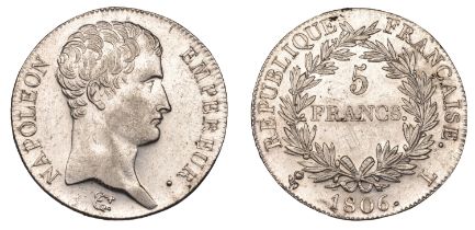 France, Napoleon I, 5 Francs, 1806l, Bayonne, 24.91g/6h (Gad. 581; KM 673.8). Lightly cleane...
