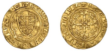 Edward III (1327-1377), Treaty period, Quarter-Noble, London, annulet before edward, barred...