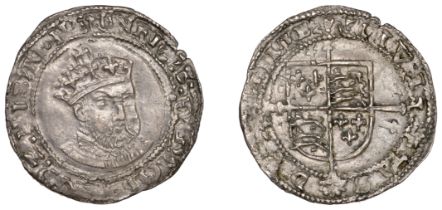 Henry VIII (1509-1547), Posthumous coinage, Sixpenny Groat, type IV, Dublin, mm. harp on rev...