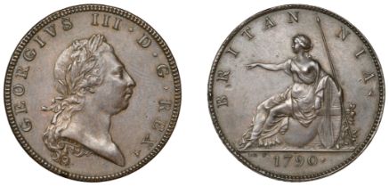 George III (1760-1820), Pre-1816 issues, 1790 (early Soho), pattern in copper, by J.P. Droz,...