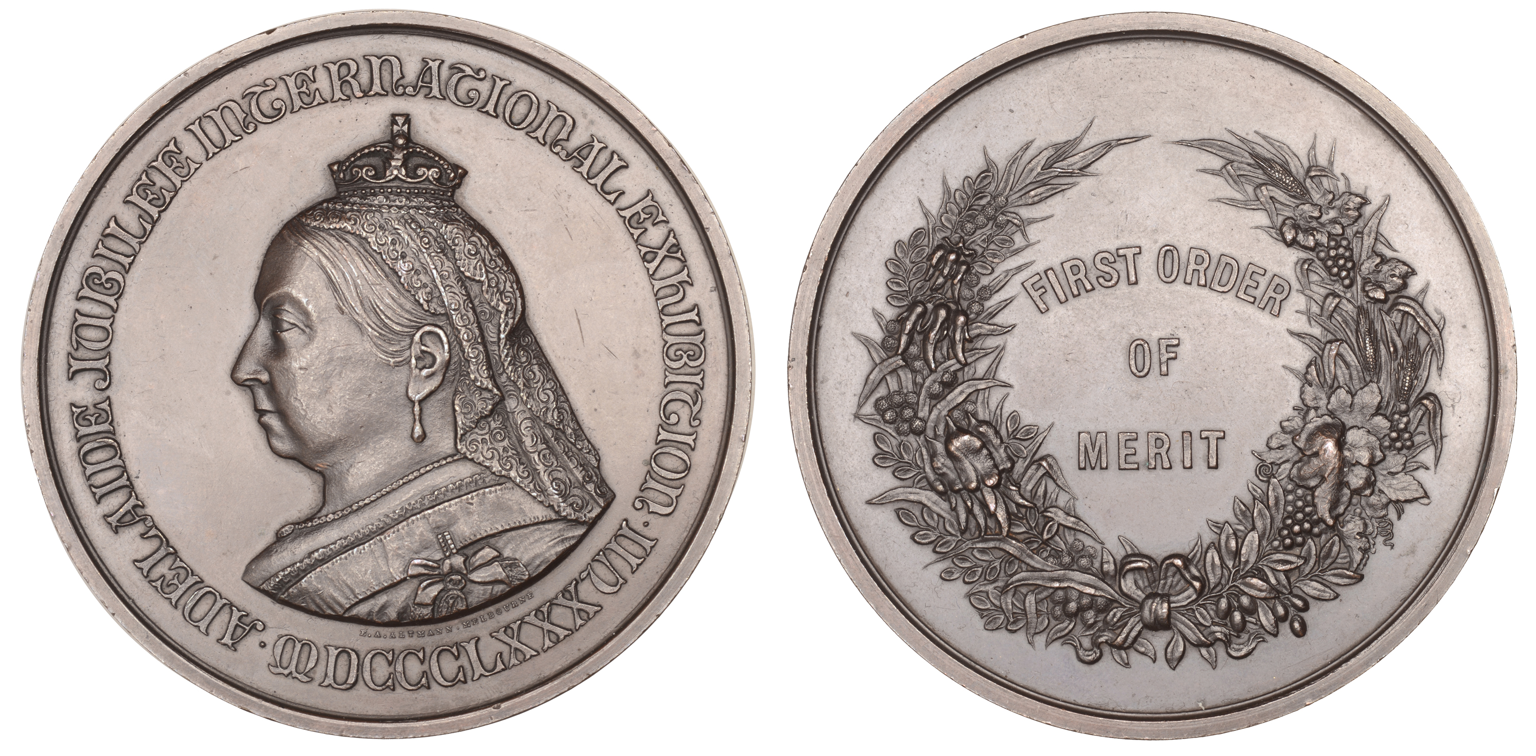 AUSTRALIA, Adelaide Jubilee International Exhibition, 1887, a bronze medal by E.A. Altmann,...