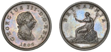 George III (1760-1820), Pre-1816 issues, 1806 (late Soho), proof in copper, by C.H. KÃ¼chler,...