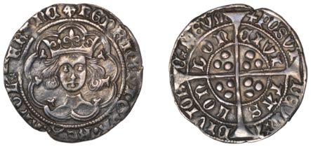 Henry VI (First reign, 1422-1461), Leaf-Trefoil issue, Groat, class B, London, mm. crosses I...