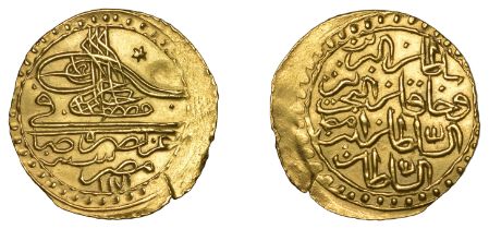 Mustafa III, Half-Zeri Mahbub, Misr 1171h, mim sad, 1.29g/12h (OC 26-034-01; ICV 3370). Poss...