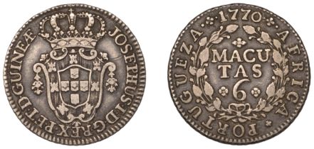 Angola, Joseph I, 6 Macutas, 1770 (Gomes 11.03; KM 15). Very fine Â£100-Â£120