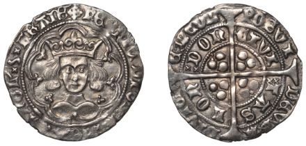 Henry VI (First reign, 1422-1461), Trefoil issue, Groat, class C, London, mm. cross III on o...