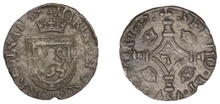 Mary (1542-1567), First period, Plack, 1557, type d, mm. cross potent on obv., lis on rev.,...