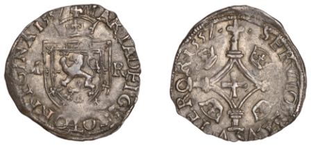 Mary (1542-1567), First period, Plack, 1557, type d, mm. cross potent on obv., lis on rev.,...