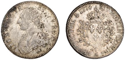 France, Louis XVI, Ã‰cu aux lauriers, 1774a, Paris, 29.35g/6h (Dup. 1708; Gad. 356). Some fle...