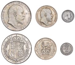 Edward VII, Proof Halfcrown, Shilling, Twopence, all 1902 (S 3980, 3982, 3988) [3]. Extremel...