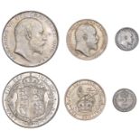 Edward VII, Proof Halfcrown, Shilling, Twopence, all 1902 (S 3980, 3982, 3988) [3]. Extremel...