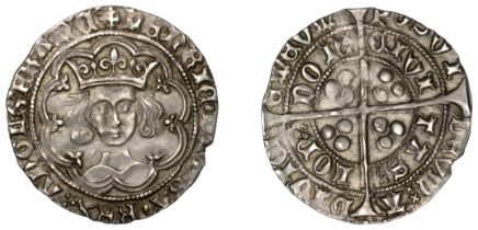 Henry VI (First reign, 1422-1461), Leaf-Trefoil issue, Class B, Groat, London, mm. cross III...