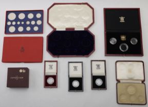 Official fitted red leather Proof set cases (2), 1902 with space for 11 coins (Five Pounds t...