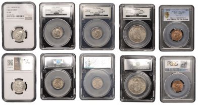 George VI, Proof Shilling (English), 1937; Sixpences (2), 1949, 1952; Farthing 1951 (S 4082,...