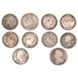 Anne to Victoria, Shillings (10), 1711, 1758, 1816, 1821, 1823, 1836, 1838, 1839, 1853, 1874...