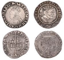 Elizabeth I, Second issue, Shilling, mm. martlet, 5.80g/7h (N 1985; S 2555); James I, Third...