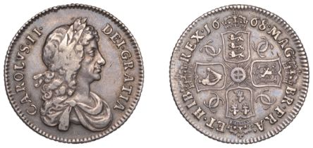 Charles II (1660-1685), Shilling, 1668, second bust (ESC 511; S 3375). Very fine Â£200-Â£260
