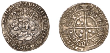 Henry VI (First reign, 1422-1461), Pinecone-Mascle/Leaf-Trefoil mule, Groat, Calais, mm. cro...