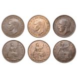 George V, Penny, 1917 (S 4051); George VI, Pennies (2), 1950, 1951 (S 4117) [3]. Extremely f...